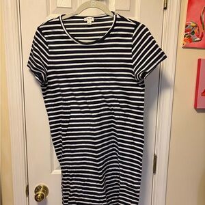 J. Crew Factory Navy and White Striped Mini Dress